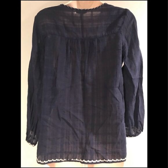 JOIE EMBROIDERED BOHO NAVY BLUE PEASANT BLOUSE XS - Picture 4 of 8